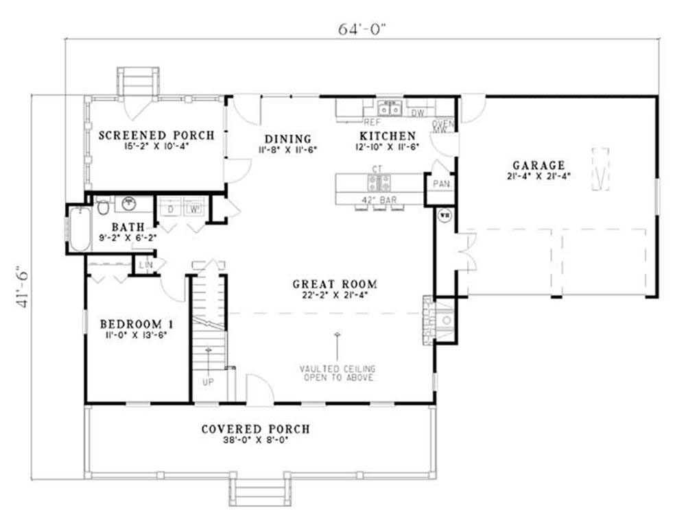 Floor Plan First Story of Farmhouse Plan #153-1529